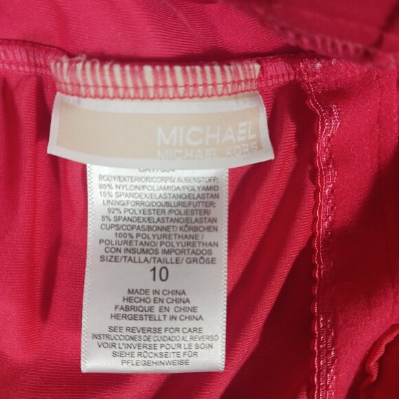 Michael Kors One Piece Swimsuit, Size 10, Coral with Gold MK Accent on Strap - Picture 12 of 14